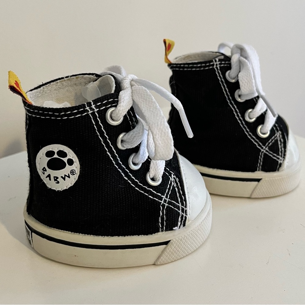 Build A Bear High Top Black & White Sneakers Shoes Teddy Converse Style BABW